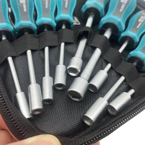 9pcs Screwdriver Set Steel Socket Hex Torque Wrench Multitool Handle PP+TPR