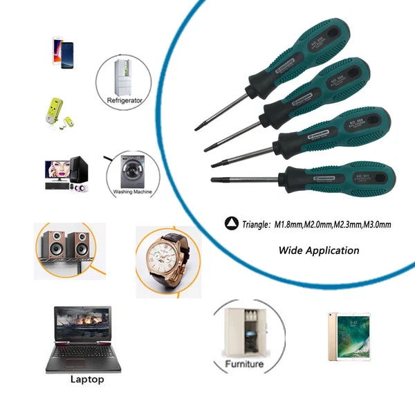 4p Triangle Screwdriver Set Hand Tool Multi-Purpose Magnetic  Tool Kit 1.8-3.0mm