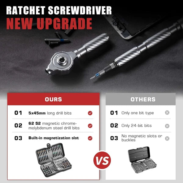 Ratchet Screwdriver Set 66 in 1 Magnetic Sets S2 Steel Bits DIY Combination