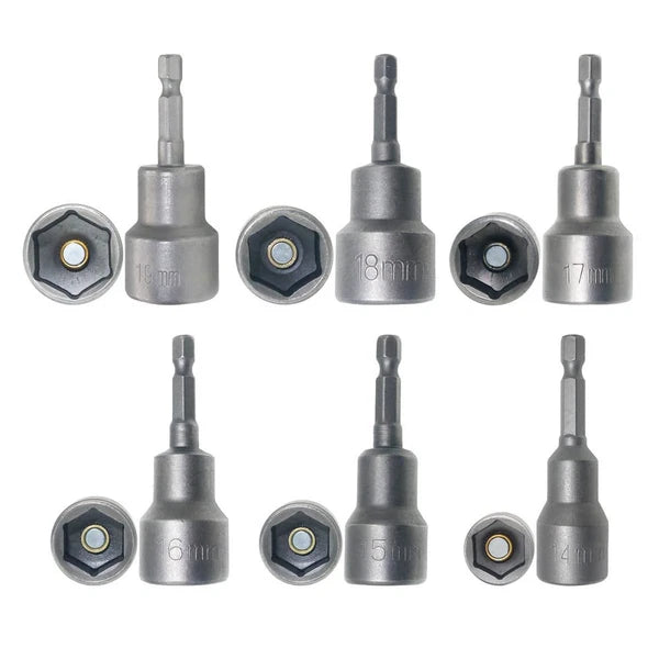 14Pcs Impact Magnetic Nut Driver Set 6-19mm Metric Power Drill Bit 1/4 Hex Shank