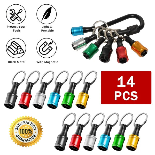 14PCS 1/4" Hex Shank Quick Release Keychain Screwdriver Drill Bit Holder Bit Set