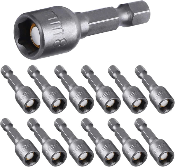 12Pcs 5/16 Nut Driver Set, 8Mm Hex Strong Magnetic Power 5/16 Drill Bit Nut Driv