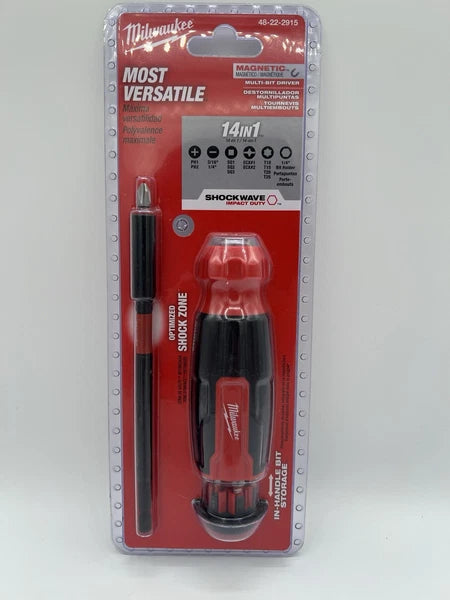 Milwaukee 48-22-2915 14-in-1 Multi-Bit Screwdriver W/ SHOCKWAVE Impact Duty Bits