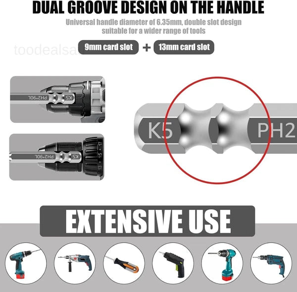 24 Pcs Impact Screwdriver Bits, K5 Alloy Nonslip Teeth Phillips 24