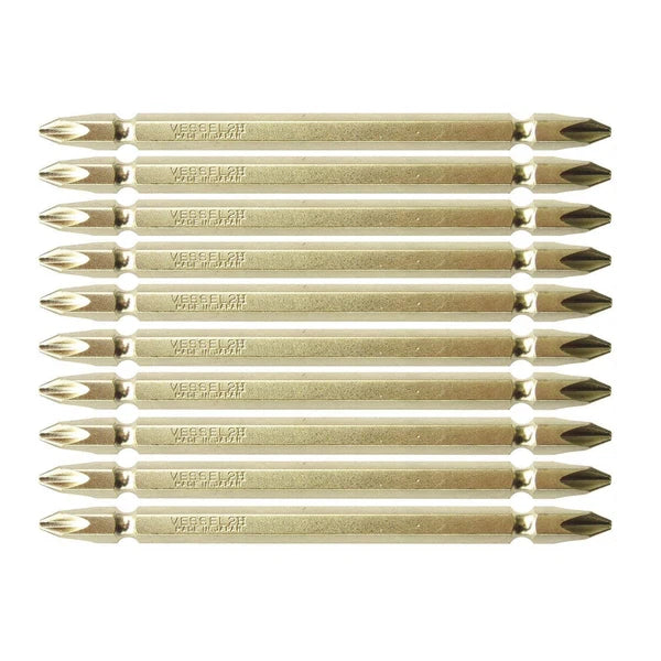 VESSEL Double End Gold Color Driver Bit Magnetic No.GM14 +1,+2,+3 45-200mm Japan