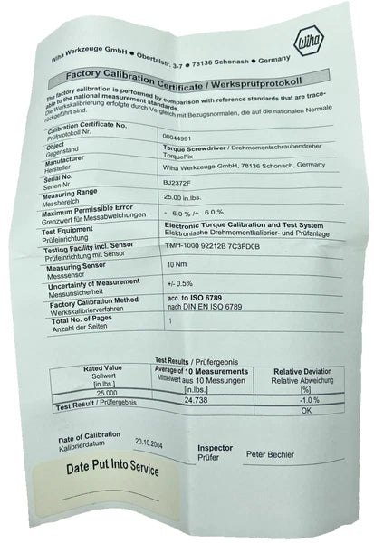 Wiha Torque Wrench 28515 TorqueFix Handle SoftFinish, Torque Pr 25 in-lbs.