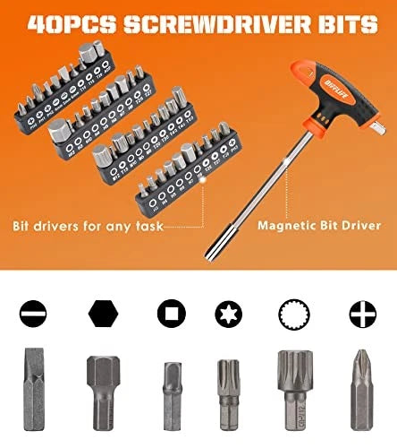 Screwdrivers Set with Case, 120-piece Includes Slotted, Phillips, 120-Piece