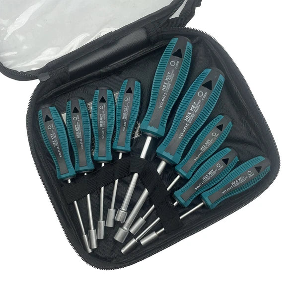 9pcs Screwdriver Set Steel Socket Hex Torque Wrench Multitool Handle PP+TPR