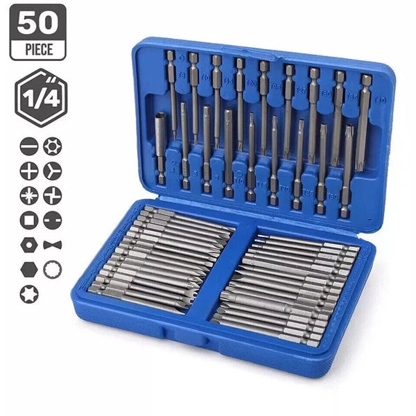 50Pcs Security Tamper Proof Bit Set Hex Torx Star Spline Flat Screwdriver Bit US