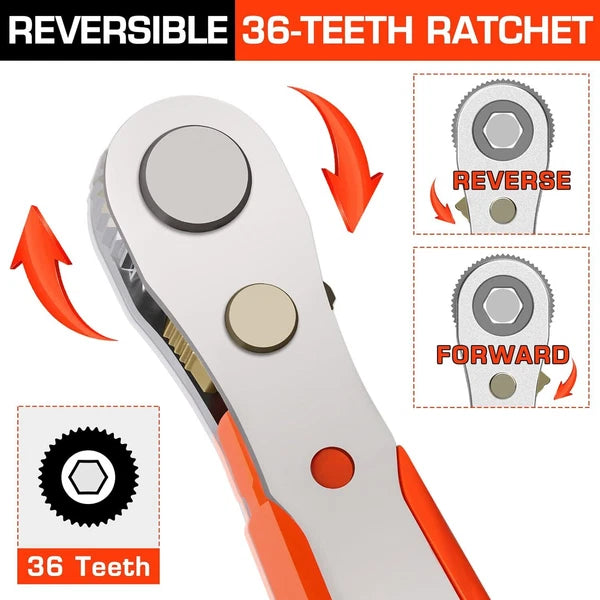 2 X Ratcheting Right Angle Screwdriver Hex Drive 90 Degree Offset+20pc Bits Set