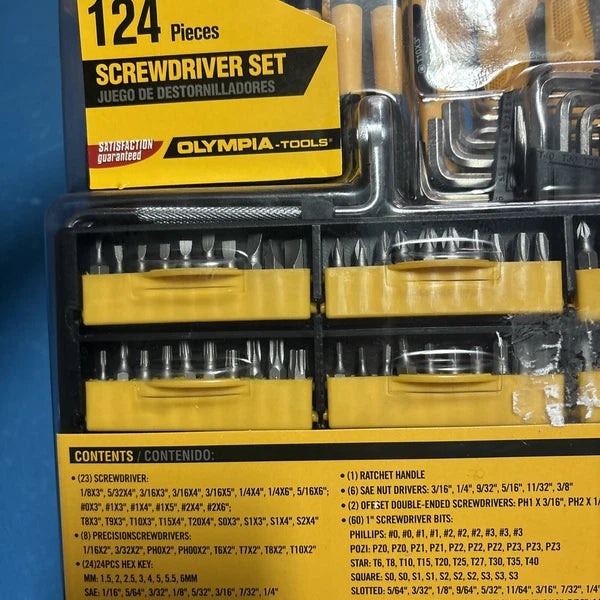 Olympia Tools 124 Piece Chrome-Vanadium Screwdriver Set, Slotted & Philips  More