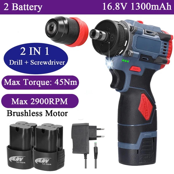 45/38Nm Screwdriver Torque Adjustable 2 Speed Control Modes Repairing Tool New