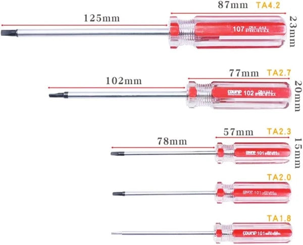 5 Pcs Triangle Head Magnetic Screwdrivers Set 1.8Mm 2.0Mm 2.3Mm 2.7Mm 4.2Mm Tria