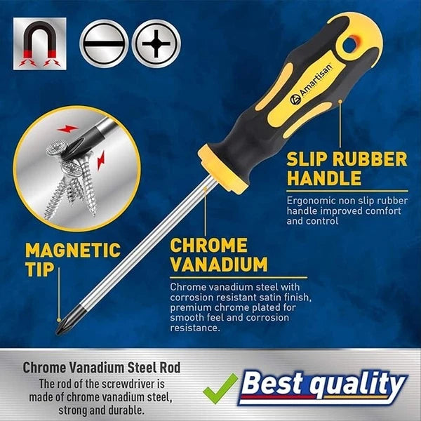 Amartisan 10-Piece Magnetic Screwdrivers Set, 5 Phillips and 5 Slotted Tips