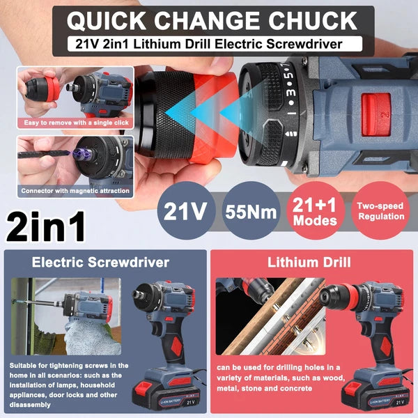 45/38Nm Screwdriver Torque Adjustable 2 Speed Control Modes Repairing Tool New