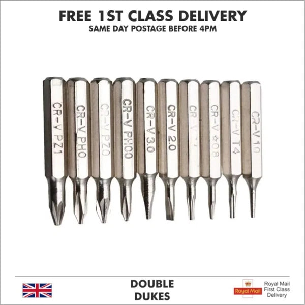 10PCS CR-V Screwdriver Bits Set PH00 PH0 PZ1 PZ0 SL3 SL2 SL1 T5 T4 Mobile Bits