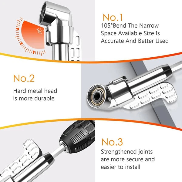 105° Angle Hex Drill Bit Driver Extension 1/4" Screwdriver Hand Socket Adapter
