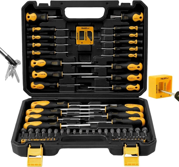 86-Piece Magnetic Screwdriver Set, CR-V Steel, Includes Slotted/Phillips/Torx