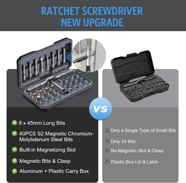40in1 Ratchet Screwdriver Set Magnetic Bits Mini Repair Tool Kit PC iPhone DIY