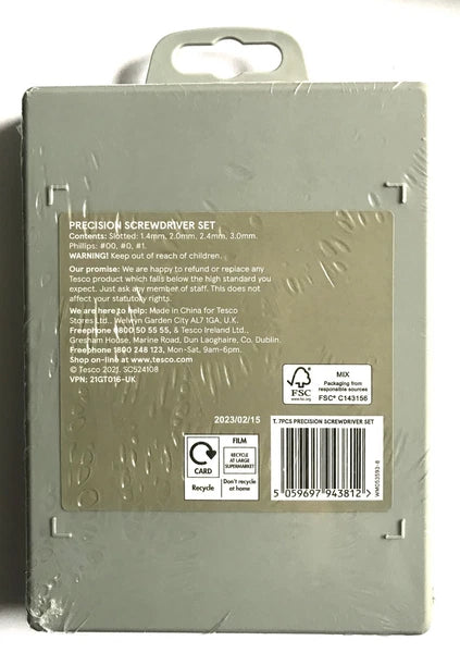 PRECISION SCREWDRIVER SET 7 PIECES NEW