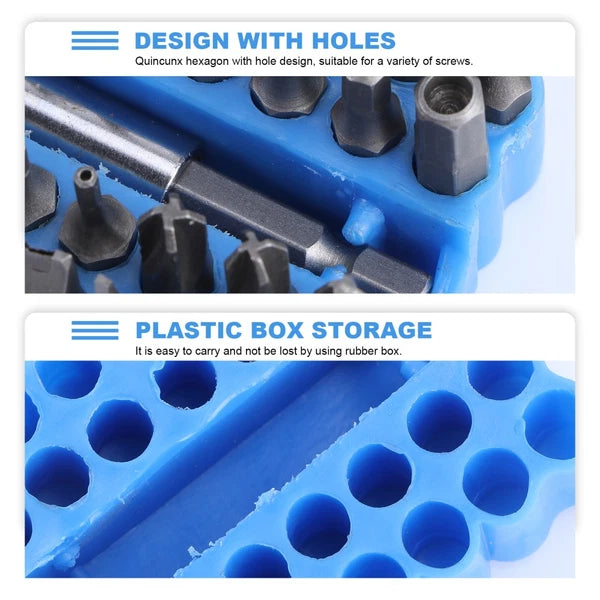 33 Pcs Hexagon Bit Tamper Resistant Star Bits Hexagonal Security Screwdriver