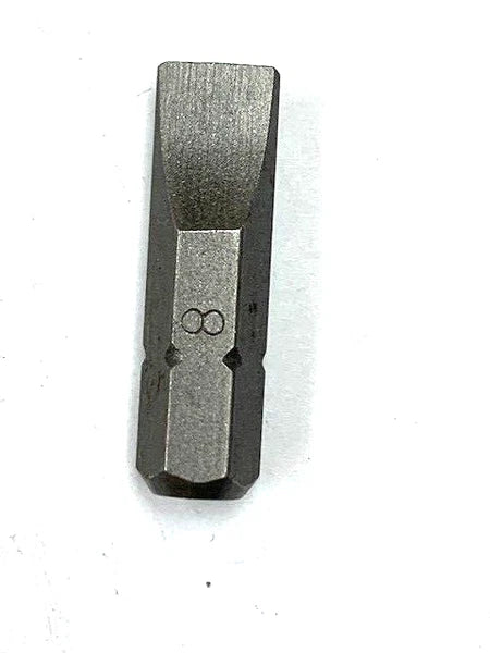 #8 FLAT INSERT BIT 1/4" HEX DRIVE SCREWDRIVER BIT 1" LONG 5 PIECES PER PACK