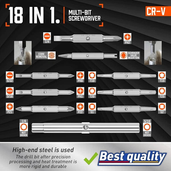 Amartisan 18-in-1 Multi-bit Screwdriver Set Tool All in One, Portable Multi-Purp