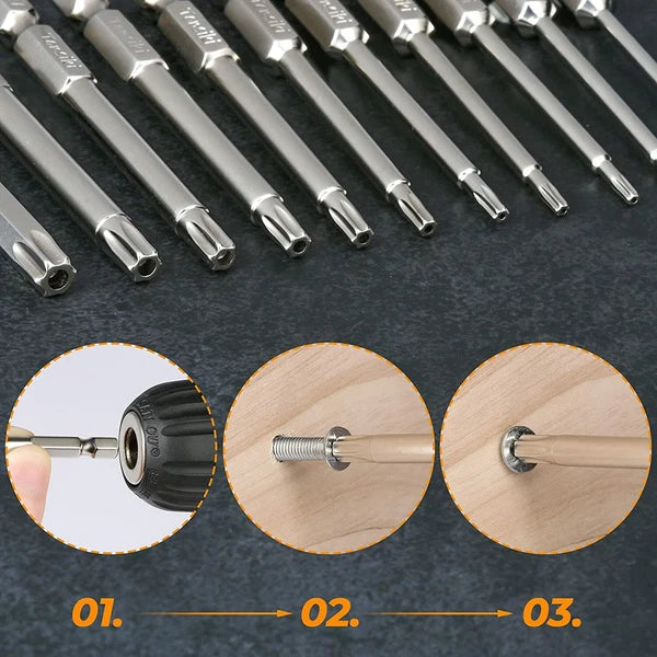 12PC 1/4" Tamper Proof Torx Security Screwdriver Bit Set for Drill Impact Driver