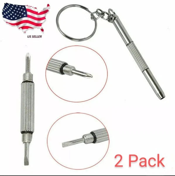 2 PCS Portable 3 in 1 Keychain Screwdriver Eyeglass Sunglasses Watch Repair kit