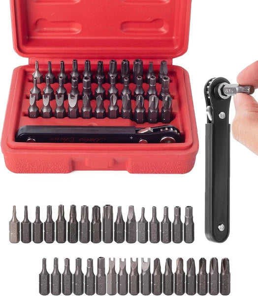 Tamper Proof Torx Bit T4-T40, Security Bit Mini Ratchet Wrench, 1/4-Inch Drive