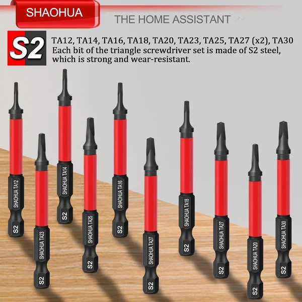 10PCS Triangle Screwdriver Bits, Impact Tough Triangle Bits Set, Upgraded S2 Ste