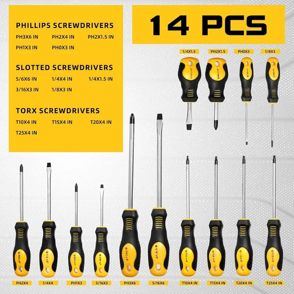 86-Piece Magnetic Screwdriver Set, CR-V Steel, Includes Slotted/Phillips/Torx