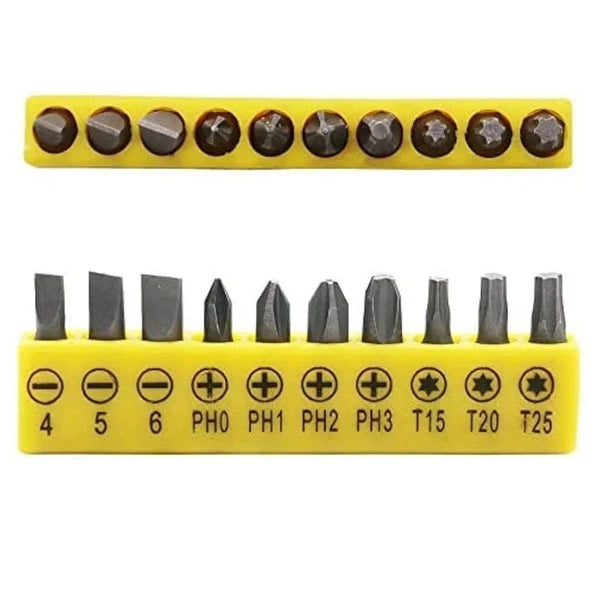 10 Piece L-Shape Screwdriver Bit Set Slotted PH Torx Hex Hand Tool Brand New UK