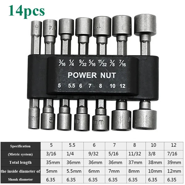 9pcs/set 5mm-13mm Hex Sockets Sleeve Nozzles Nut Driver Set Screwdriver Set Tool