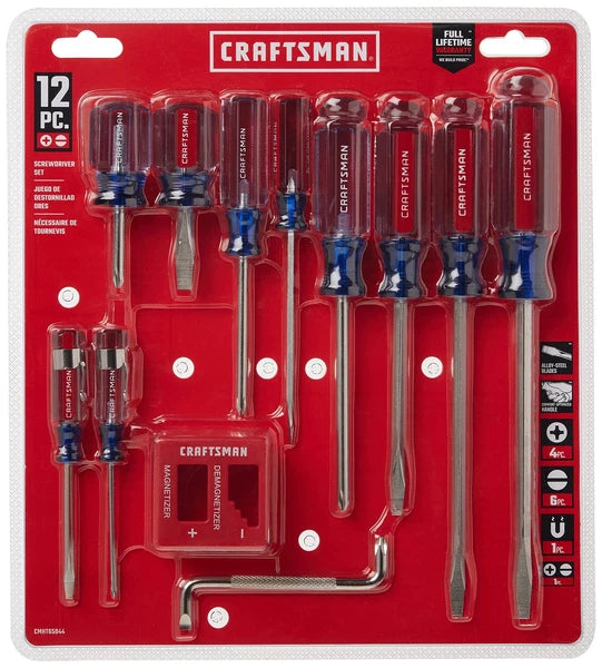 CRAFTSMAN 12 pc Screwdriver Set, phillips slotted magnetizer new CMHT65044