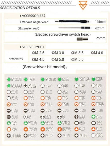 Orange 62 Pieces Precision Screwdriver set Kit Tool Laptop PC phones for clocks
