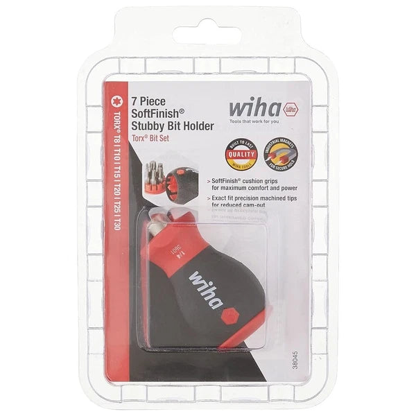 Wiha Tools Usa 38045 7 Piece Softfinish Stubby Bit Holder Set