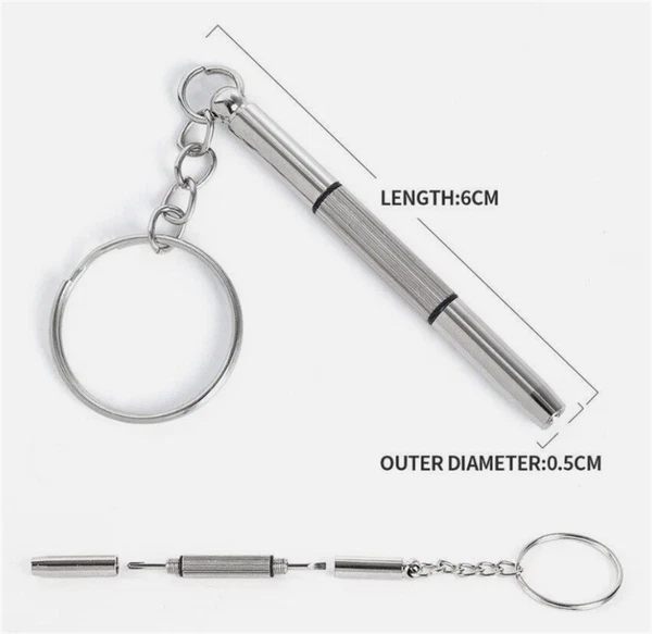 2X 3 In 1 Eyeglass Sunglass Watch Repair Screwdriver Set Keychain Mini Hand Tool