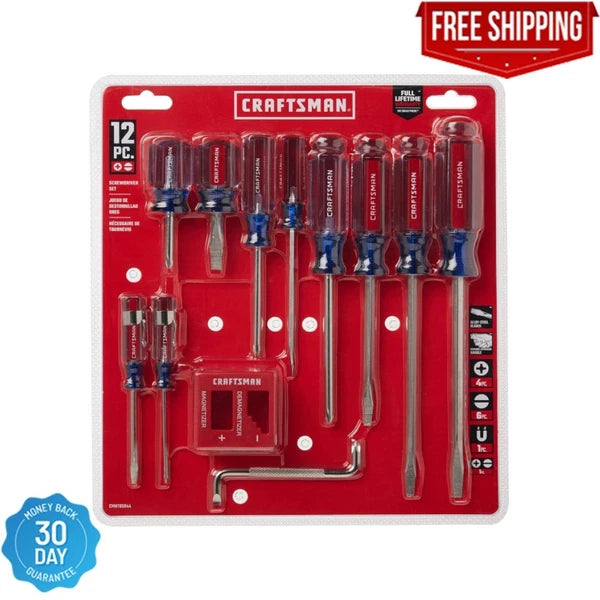 CRAFTSMAN 12 pc Screwdriver Set, phillips slotted magnetizer new CMHT65044