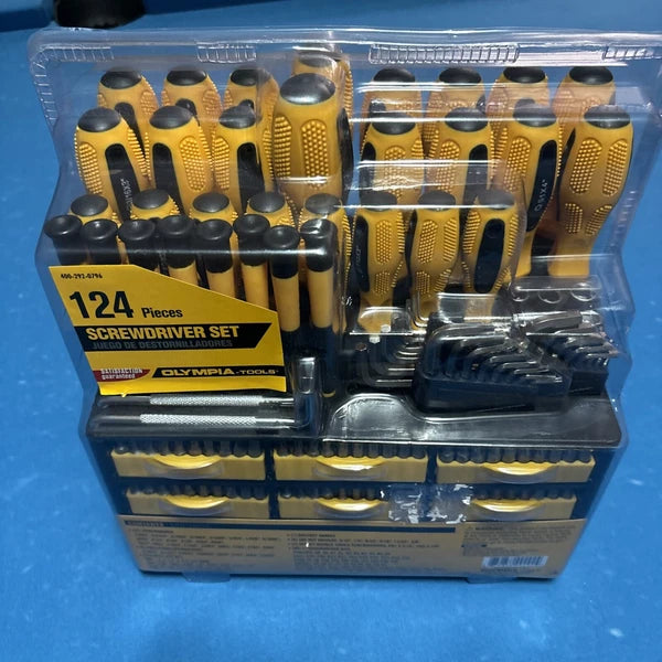 Olympia Tools 124 Piece Chrome-Vanadium Screwdriver Set, Slotted & Philips  More