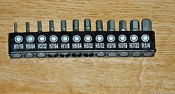 CRAFTSMAN UNBRANDED SCREWDRIVER TIP SET SAE (INCH) HEX 12 TIP SET 1/16" TO 1/4"