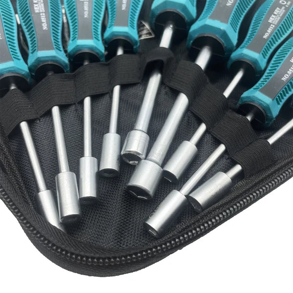 9pcs Screwdriver Set Steel Socket Hex Torque Wrench Multitool Handle PP+TPR