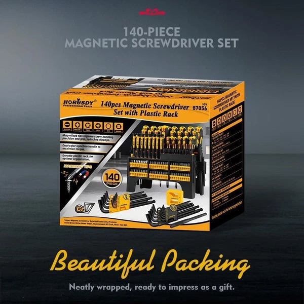 Precision 140-Piece Screwdriver Set with Magnetizer – Perfect for All Projects