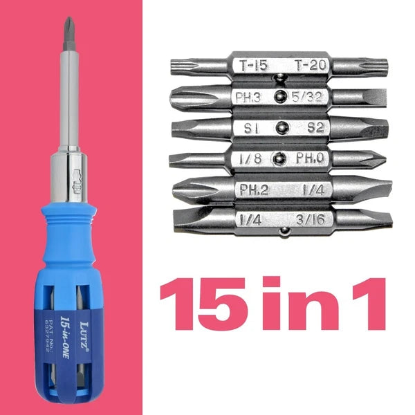 Gorilla Glue Lutz 15-IN-1 Ratcheting Screwdriver (Blue)