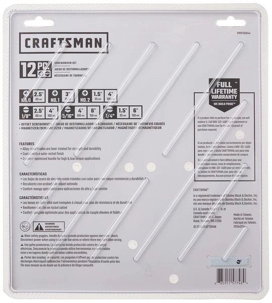 CRAFTSMAN 12 pc Screwdriver Set, phillips slotted magnetizer new CMHT65044