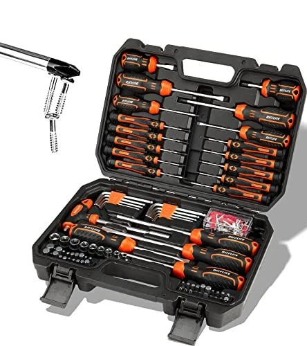 Screwdrivers Set with Case, 120-piece Includes Slotted, Phillips, 120-Piece