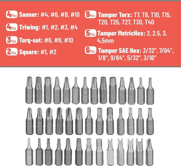 Tamper Proof Torx Bit T4-T40, Security Bit Mini Ratchet Wrench, 1/4-Inch Drive