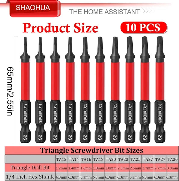 10PCS Triangle Screwdriver Bits, Impact Tough Triangle Bits Set, Upgraded S2 Ste