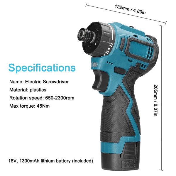 45/38Nm Screwdriver Torque Adjustable 2 Speed Control Modes Repairing Tool New