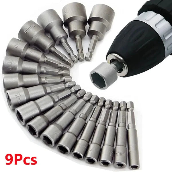 9pcs/set 5mm-13mm Hex Sockets Sleeve Nozzles Nut Driver Set Screwdriver Set Tool